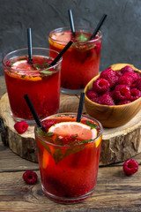Homemade raspberry lemonade