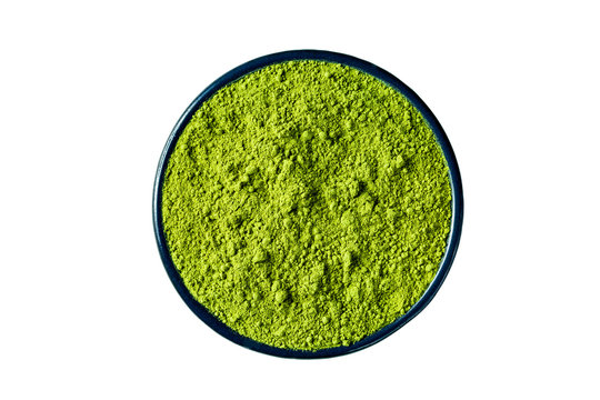 matcha green tea powder isolated on white, clipping path included