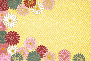 菊　文様　年賀状　背景