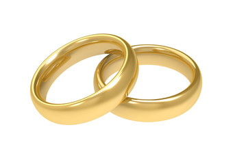 golden wedding rings concept  3d illustration
