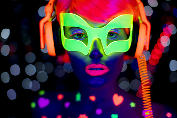 glow uv neon sexy disco female cyber doll robot electronic toy