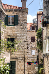 Fototapeta na wymiar The typical streets with stairs in Dubrovnik in Croatia 