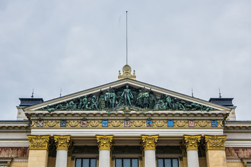 The House of the Estates with Greek temple facades (designed by Architect Karl Gustav Nystrom, 1891) - a historical building in Helsinki, Finland.