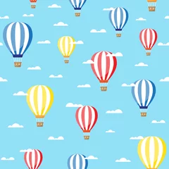 Door stickers Air balloon air balloon with clouds pattern