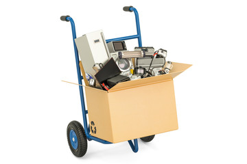 Delivery of household and kitchen appliances concept, 3D rendering