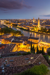Naklejka premium Cityscape of Verona from Castel San Pietro, Italy