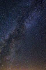 Milky Way high above the desert landscape at Trona Pinnacles