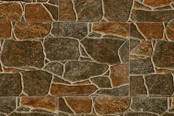 коричнево серая каменная текстура из фрагмента фундамента с большими булыжниками 