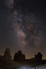 Desert landscape at night with the milkyway