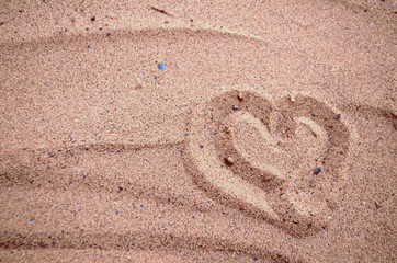 Picture heart on sand