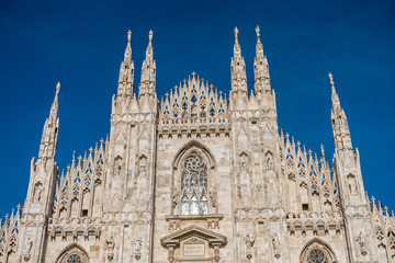 Fototapeta premium Detail of Milan Cathedral or Duomo di Milano, Gothic church located in the historical center of Milan, Italy.