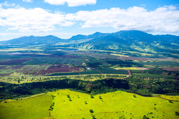 Aerial view of Oahu island in Hawaii 