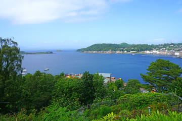 Landscape view of the port town of Oban in Argyll and Bute, Scotland 