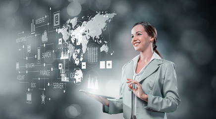 Networking and wireless connection. Mixed media