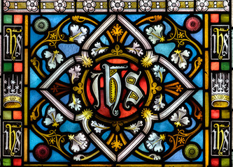 Stained Glass close up F in Church of the Holy Cross