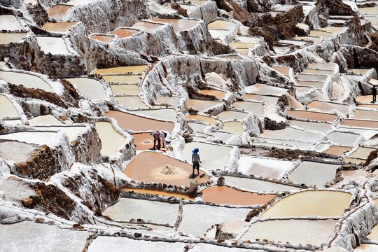 Salt Flats In Maras, Peru