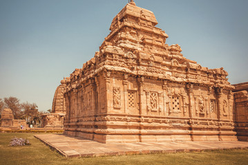 Fototapeta na wymiar Historical Hindu temples, architecture landmark in Pattadakal, India. UNESCO World Heritage site