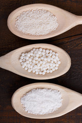 Granulated cassava (tapioca) on black background