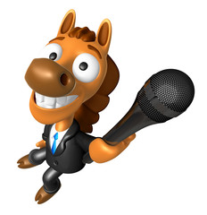 3D Horse character point a microphone. 3D Animal Character Design Series.