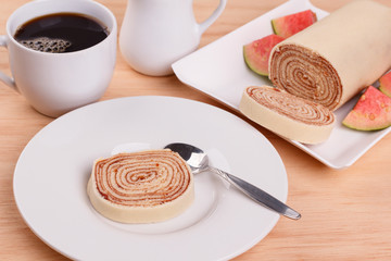 Bolo de rolo (swiss roll, roll cake) Brazilian dessert