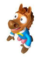 Korea Traditional 3D Horse Mascot is a polite greeting. 3D Animal Character Design Series.