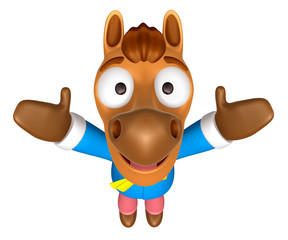 3D Horse mascot has been welcomed with both hands. 3D Animal Character Design Series.