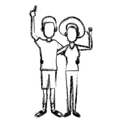 young happy couple parent or couple gesturing with blissful smile