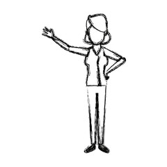 standing woman cartoon person gesturing image