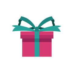 pink gift box wrapped green ribbon bow present