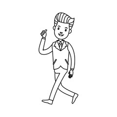 businessman character standing suit clothes