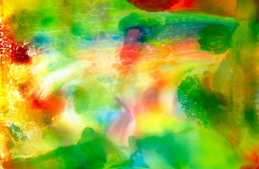Abstract painted light green with red