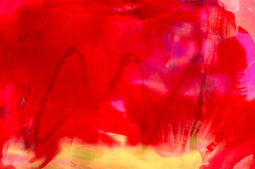 Abstract painted liquid red with little green