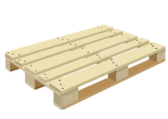 Wood euro pallet on a white background. Vector illustration.