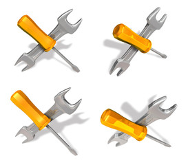 3D Driver and wrench icon. 3D Icon Design Series.