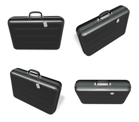 3d black briefcase range four set