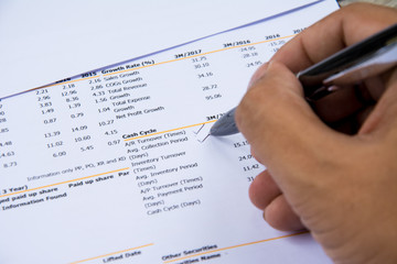 financial budget statement read and check the number for analysis invest stock