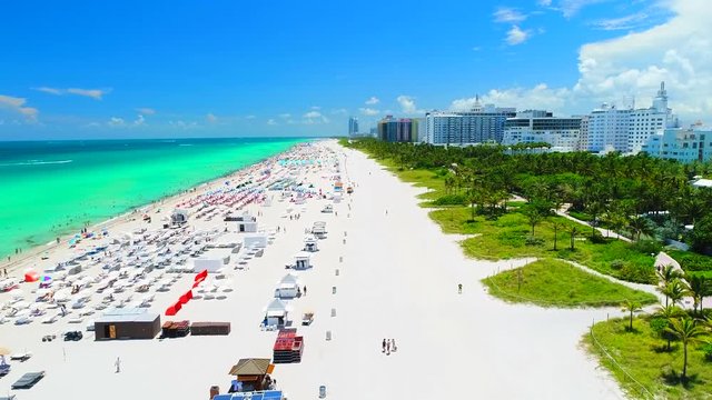 Aerial view of Miami Beach, South Beach, Atlantic ocean, Florida, USA.