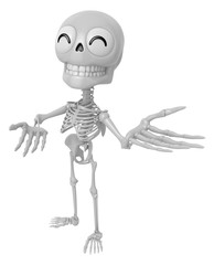 3D Skeleton Mascot Suggests the direction with both hands. 3D Skull Character Design Series.