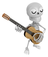 3D Skeleton Mascot has to be playing the guitar. 3D Skull Character Design Series.