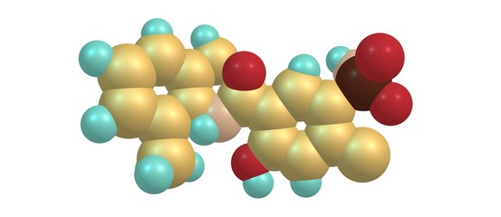 Xipamide molecular structure isolated on white
