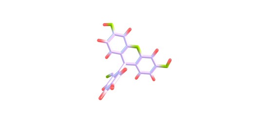 Fluorescein molecular structure isolated on white