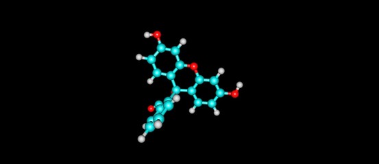 Fluorescein molecular structure isolated on black