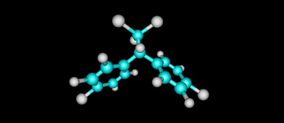 Dichlorodiphenyltrichloroethane or DDT molecular structure isolated on black