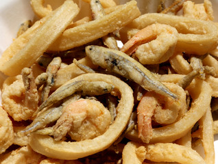 Fish frying background in takeaway restaurant