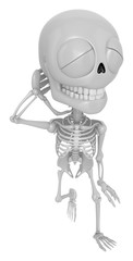 3D Skeleton Mascot is just scratched his head from embarrassment awkwardness. 3D Skull Character Design Series.