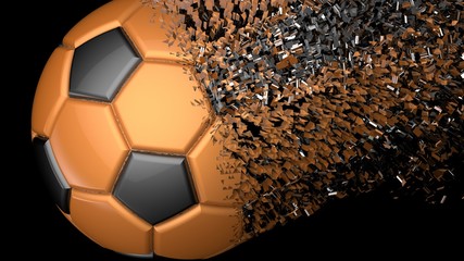 Crashed Soccer Ball. 3D illustration. 3D high quality rendering.