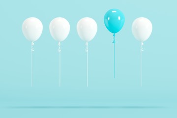 outstanding blue balloon among white balloon concept on blue background for copy space. minimal concept. © HappyAprilBoy
