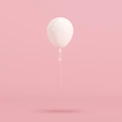 Foto op Canvas White balloon on pink background. minimal concept idea. © HappyAprilBoy
