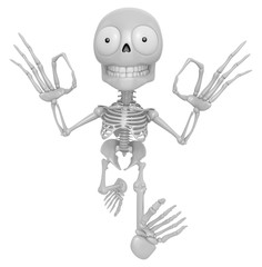 3D Skeleton Mascot It is OK gesture of both hands. 3D Skull Character Design Series.