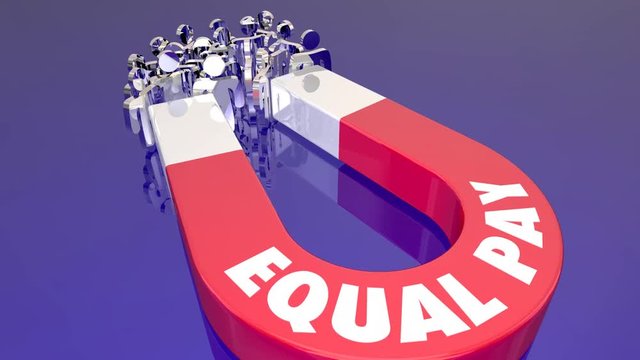 Equal Pay Work Equity Magnet Attracting Customers Audience People 3d Animation